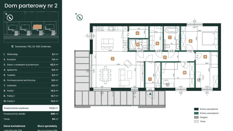 Rzut - Dom na sprzedaż 4 pokoje o powierzchni 114,8 m² - numer 2 w Domy na Gaju
