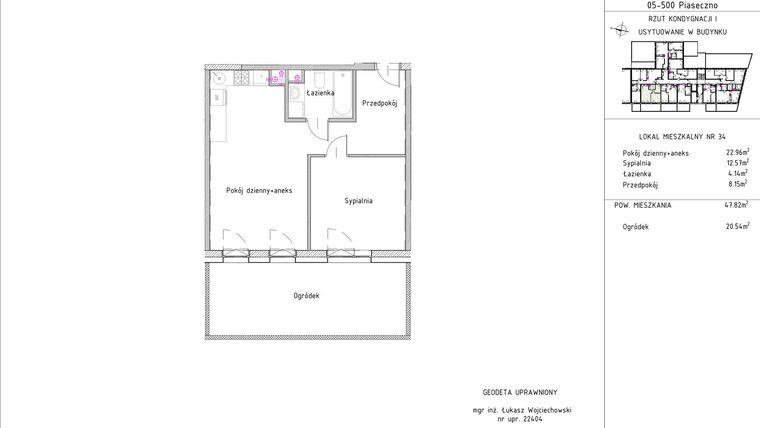 Rzut - Mieszkanie na sprzedaż 2 pokoje o powierzchni 47,82 m² - numer B3 – M0.6 w Primacasa