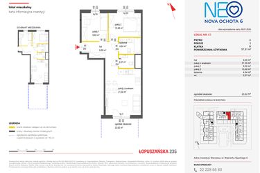 Rzut - Mieszkanie na sprzedaż 3 pokoje o powierzchni 57,61 m² - numer 63 w Neo Nova Ochota 6