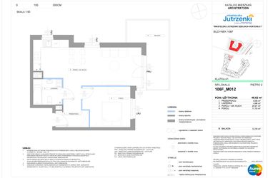 Rzut - Mieszkanie na sprzedaż 2 pokoje o powierzchni 46,62 m² - numer 106F/M012 w Miasteczko Jutrzenki Dzielnica Hortensji