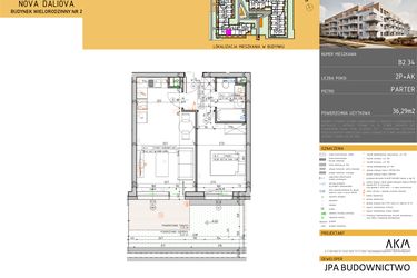 Rzut - Mieszkanie na sprzedaż 2 pokoje o powierzchni 36,29 m² - numer B2.34 w Nova Daliova