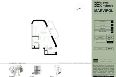 Rzut - Mieszkanie na sprzedaż 1 pokój o powierzchni 33,58 m² - numer C-3-02 w Nowa Chylonia