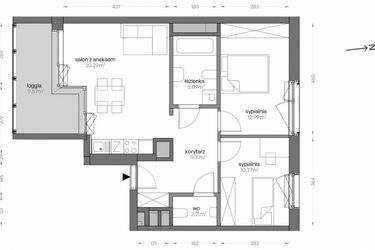 Rzut - Mieszkanie na sprzedaż 3 pokoje o powierzchni 59,97 m² - numer SV/10 w Sikorskiego Vita