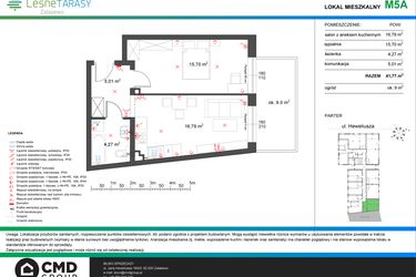 Rzut - Mieszkanie na sprzedaż 2 pokoje o powierzchni 41,77 m² - numer M5A w Leśne Tarasy etap IIIA
