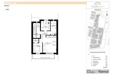 Rzut - Mieszkanie na sprzedaż 3 pokoje o powierzchni 52,3 m² - numer J6 w Villa Stoki (mieszkania)