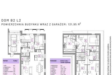 Rzut - Dom na sprzedaż 5 pokoi o powierzchni 131,95 m² - numer B2 L2 w Osiedle Lawendowe