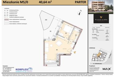 Rzut - Mieszkanie na sprzedaż 2 pokoje o powierzchni 40,67 m² - numer M5 w Przystań na Klifie