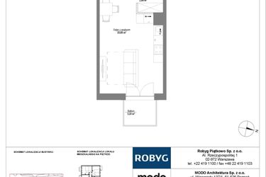 Rzut - Mieszkanie na sprzedaż 1 pokój o powierzchni 30,82 m² - numer 2M10 w Początek Piątkowo bud. F