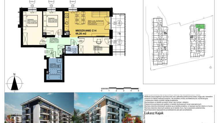 Rzut - Mieszkanie na sprzedaż 4 pokoje o powierzchni 66,26 m² - numer C14 w Duo Park