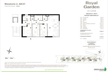 Rzut - Mieszkanie na sprzedaż 5 pokoi o powierzchni 110,65 m² - numer A06.01 w Royal Garden Wilanów Apartamenty