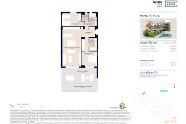 Rzut - Mieszkanie na sprzedaż 2 pokoje o powierzchni 89 m² - numer 7-PO-C w Zenity Azure