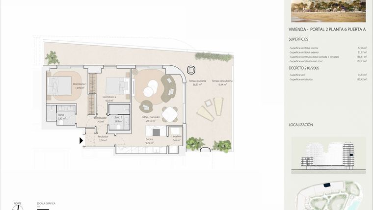 Rzut - Mieszkanie na sprzedaż 3 pokoje o powierzchni 164 m² - numer P2P6A w Termica Beach