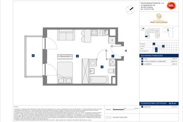 Rzut - Mieszkanie na sprzedaż 1 pokój o powierzchni 30,7 m² - numer F-62 w Apartamenty Park Matecznego Etap 2