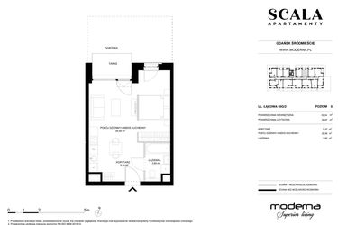 Rzut - Mieszkanie na sprzedaż 1 pokój o powierzchni 35,34 m² - numer G-2 (E) w Scala