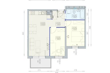 Rzut - Mieszkanie na sprzedaż 3 pokoje o powierzchni 51,95 m² - numer K1 2/4/2/3a w Południk 17 - budynek K1