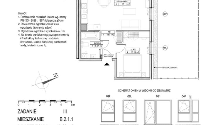Rzut - Mieszkanie na sprzedaż 2 pokoje o powierzchni 46,92 m² - numer B.2.1.1 w Atut III