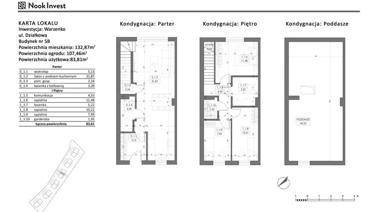 Rzut - Dom na sprzedaż 5 pokoi o powierzchni 83,81 m² - numer 5B w Domy nad jeziorem w Warzenku