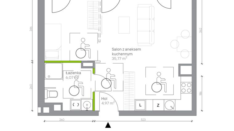 Rzut - Mieszkanie na sprzedaż 1 pokój o powierzchni 46,81 m² - numer A.0.11 w Jesionowa Vita