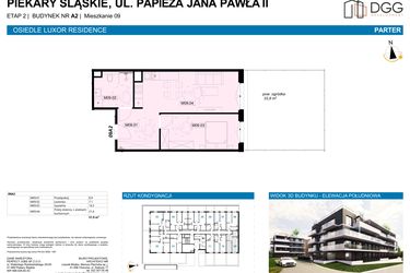Rzut - Mieszkanie na sprzedaż 2 pokoje o powierzchni 51,9 m² - numer A2.9 w Luxor Residence