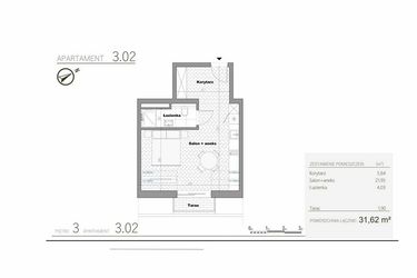 Rzut - Mieszkanie na sprzedaż 1 pokój o powierzchni 31,62 m² - numer 4.2 w Villa Książąt Pomorskich