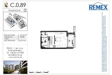 Rzut - Mieszkanie na sprzedaż 1 pokój o powierzchni 27,1 m² - numer C.0.89 w Osiedle BALTICA