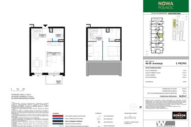 Rzut - Mieszkanie na sprzedaż 3 pokoje o powierzchni 53,34 m² - numer 4A_28 w Nowa Północ etap 2