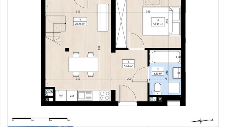 Rzut - Mieszkanie na sprzedaż 2 pokoje o powierzchni 50,96 m² - numer B3/3/40 w Montano bud. B3