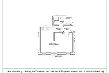 Rzut - Mieszkanie na sprzedaż 1 pokój o powierzchni 34,85 m² - numer 4/20. w Apartamenty Nowy Targ