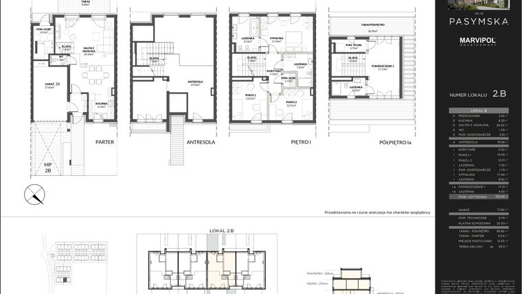 Rzut - Mieszkanie na sprzedaż 4 pokoje o powierzchni 155,89 m² - numer 2B w Wille Pasymska