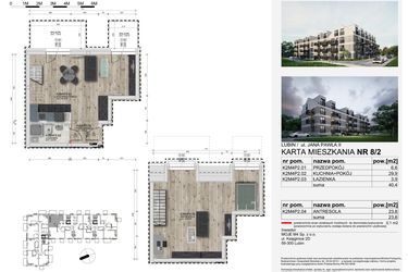 Rzut - Mieszkanie na sprzedaż 2 pokoje o powierzchni 64,2 m² - numer 8_2 w Apartamenty Kochanowskiego