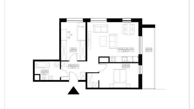 Rzut - Mieszkanie na sprzedaż 3 pokoje o powierzchni 59,19 m² - numer B6.7 w Stacja Augustów B