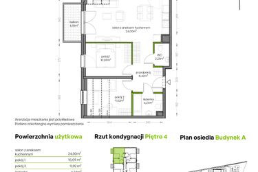 Rzut - Mieszkanie na sprzedaż 3 pokoje o powierzchni 57,96 m² - numer A/4/54 w Niepołomicka Vita