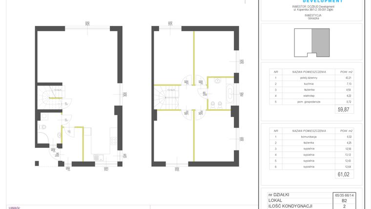 Rzut - Dom na sprzedaż 5 pokoi o powierzchni 120,89 m² - numer 66/14.B2 w Domy Góraszka etap XIV