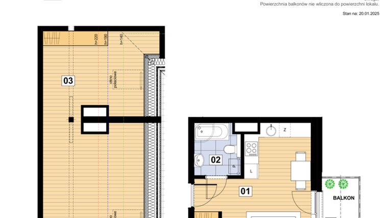 Rzut - Mieszkanie na sprzedaż 2 pokoje o powierzchni 47,92 m² - numer L-30 w Mickiewicza 21 Residence