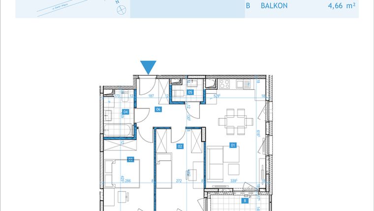 Rzut - Mieszkanie na sprzedaż 3 pokoje o powierzchni 62,12 m² - numer F6 w Osiedle Botaników etap F