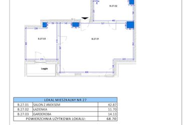 Rzut - Mieszkanie na sprzedaż 2 pokoje o powierzchni 68,7 m² - numer B.28 w Gaja Park