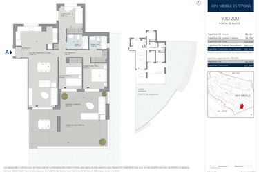 Rzut - Mieszkanie na sprzedaż 3 pokoje o powierzchni 124 m² - numer 6.0.A w Aby Middle
