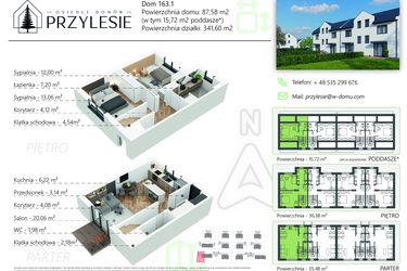Rzut - Dom na sprzedaż 3 pokoje o powierzchni 96,48 m² - numer 163.1 w Osiedle Przylesie