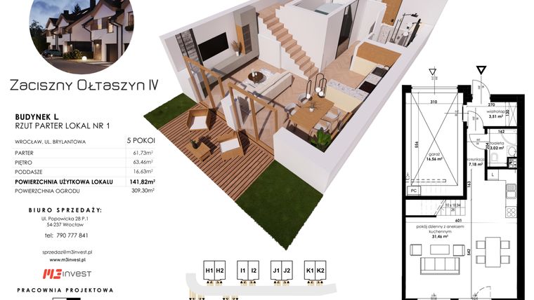 Rzut - Dom na sprzedaż 5 pokoi o powierzchni 141,82 m² - numer L1 w Zaciszny Ołtaszyn IV