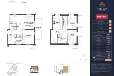 Rzut - Mieszkanie na sprzedaż 5 pokoi o powierzchni 117,72 m² - numer C6.M4 w Motława Garden