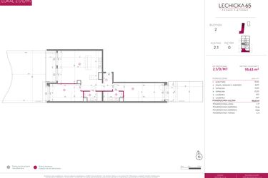 Rzut - Mieszkanie na sprzedaż 3 pokoje o powierzchni 93,63 m² - numer 2.1/0/M7 w Lechicka 65