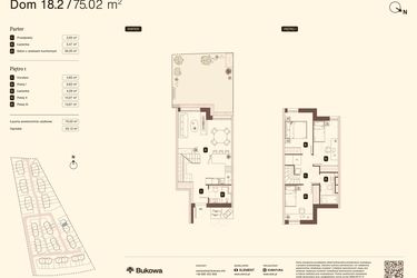 Rzut - Mieszkanie na sprzedaż 4 pokoje o powierzchni 75,02 m² - numer 18.2 w Bukowa