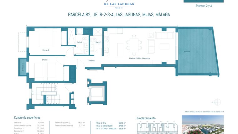 Rzut - Mieszkanie na sprzedaż 2 pokoje o powierzchni 97,95 m² - numer JL2-54A w Jardines de las Lagunas