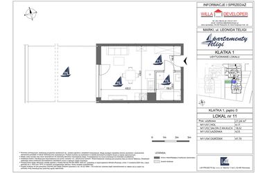 Rzut - Mieszkanie na sprzedaż 1 pokój o powierzchni 27,24 m² - numer 11 w Apartamenty Teligi