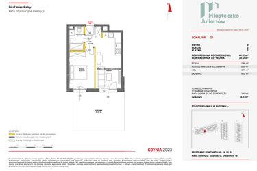 Rzut - Mieszkanie na sprzedaż 2 pokoje o powierzchni 41,07 m² - numer 21 w Miasteczko Julianów