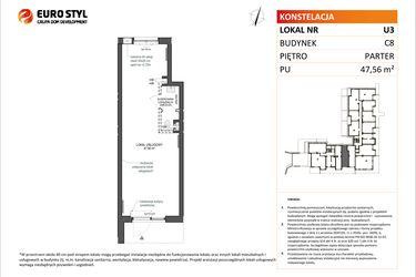 Rzut - Lokal użytkowy na sprzedaż 1 pokój o powierzchni 47,56 m² - numer U3 w Konstelacja