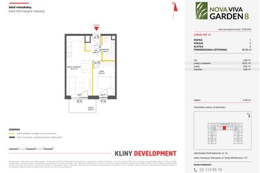 Rzut - Mieszkanie na sprzedaż 2 pokoje o powierzchni 36,09 m² - numer 46 w Nova Viva Garden 8