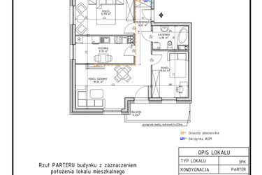 Rzut - Mieszkanie na sprzedaż 3 pokoje o powierzchni 64,16 m² - numer M2 w Osiedle Foresto etap 2