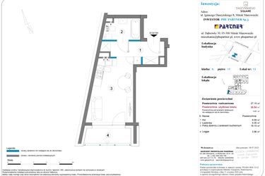 Rzut - Mieszkanie na sprzedaż 1 pokój o powierzchni 27,15 m² - numer A.1.13 w Daszyńskiego Square etap 1