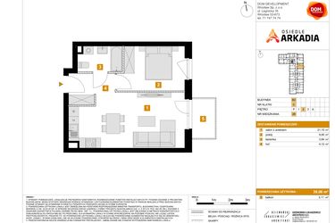 Rzut - Mieszkanie na sprzedaż 2 pokoje o powierzchni 39,06 m² - numer 28 w Osiedle Arkadia